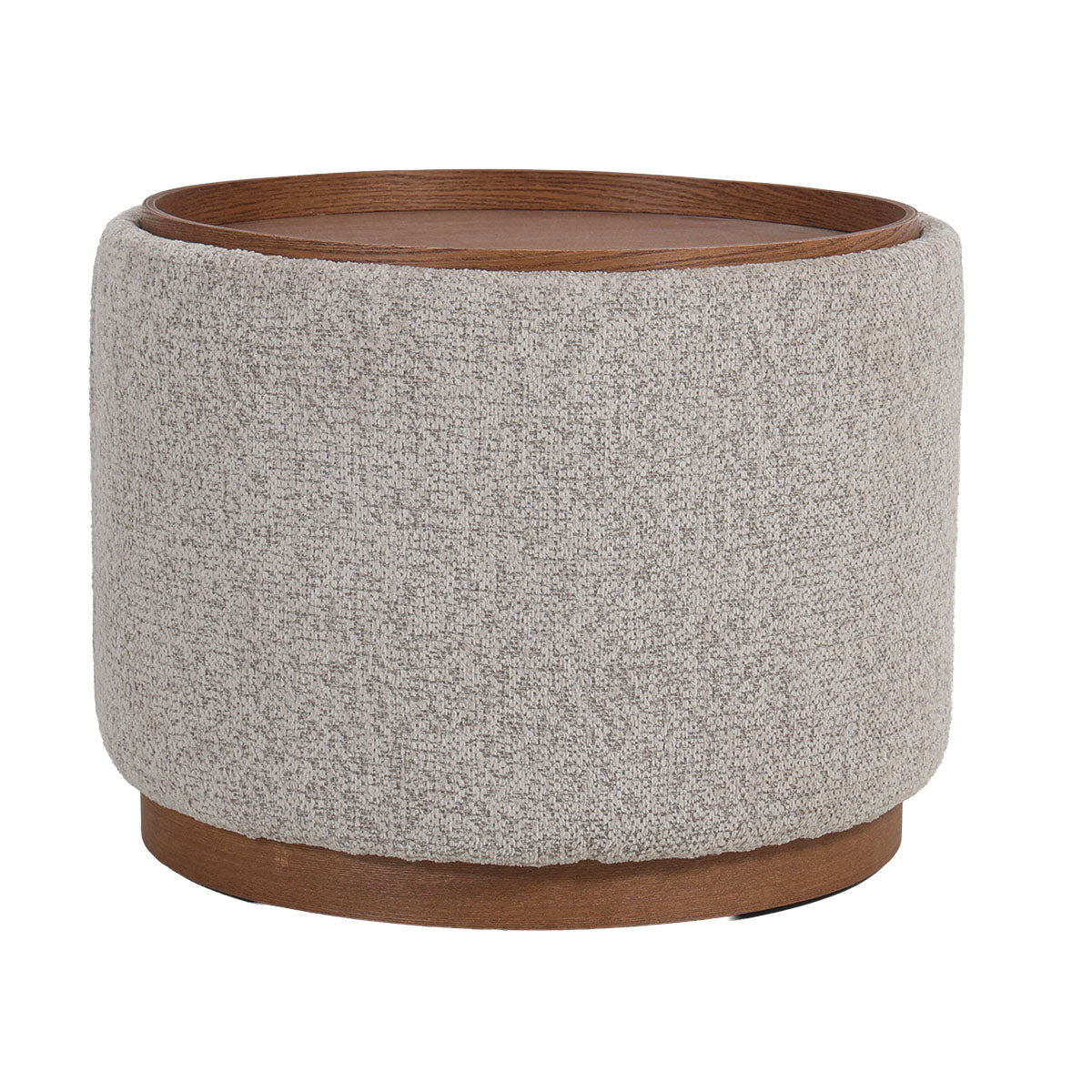 DÉJA Living Salontafel Marcia - Rond Taupe/Walnoot - Incl. Opbergruimt