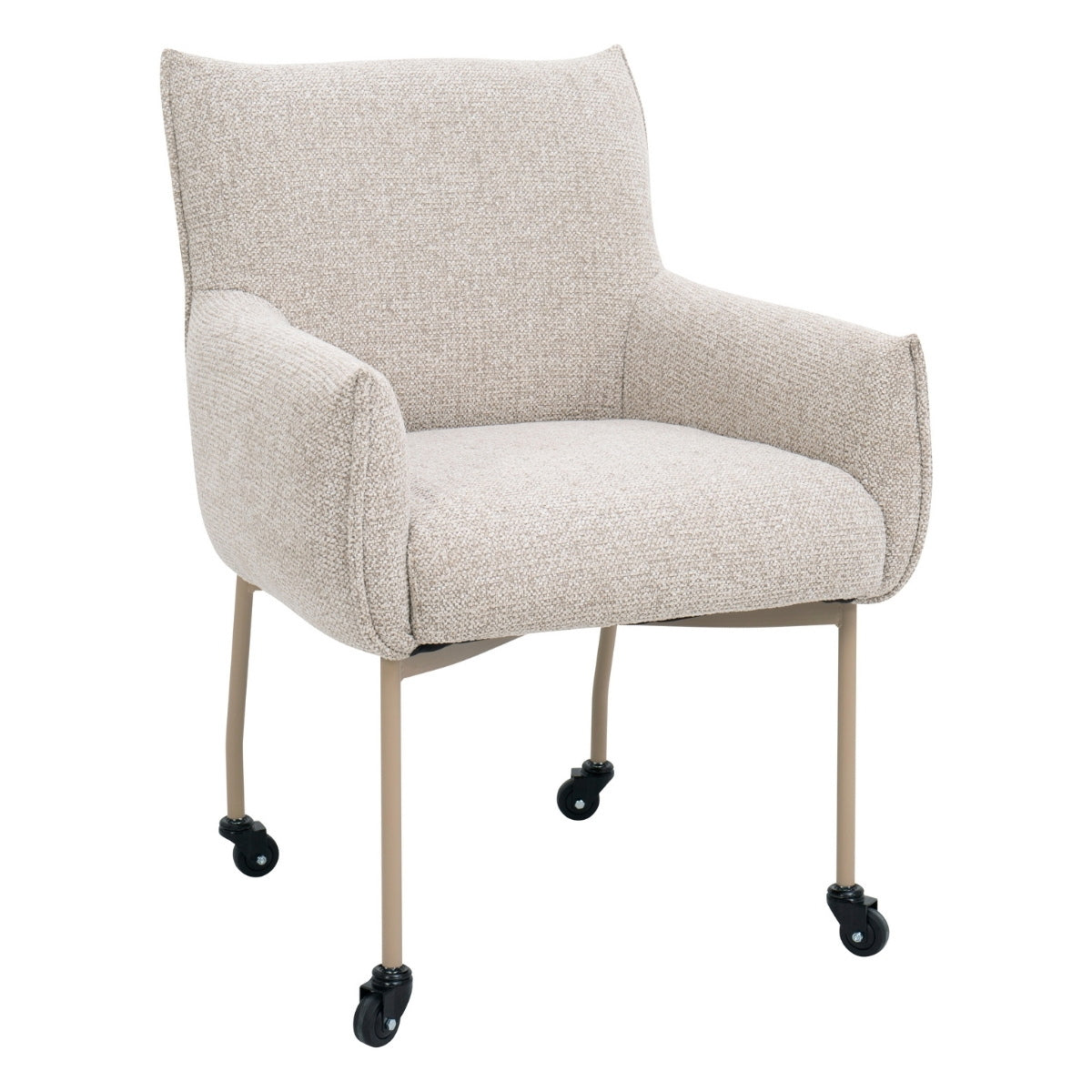 DÉJA Living Eetkamerstoel Arboga - Taupe/Beige - Incl. Wielen - Set va