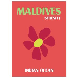 Artfulprints Poster Indian Ocean – Maldives – 50×70 cm – Rood