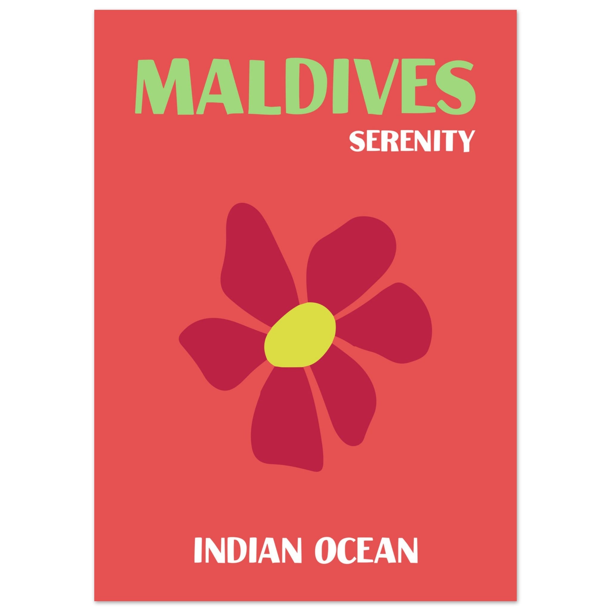 Artfulprints Poster Indian Ocean - Maldives - 50x70 cm - Rood