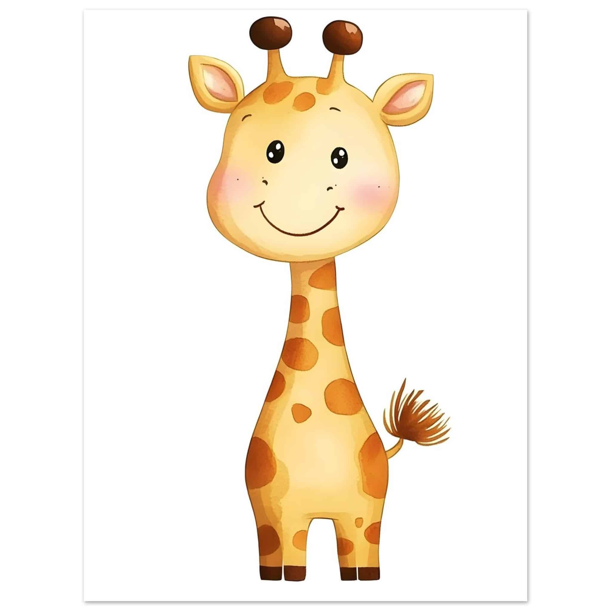 Artfulprints Poster Lachende giraffe - 30x40 cm - Geel