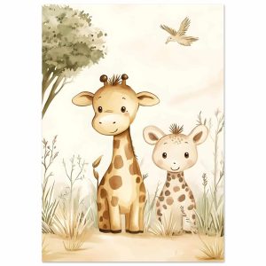 Artfulprints Poster Liefdevolle giraffen – A4 21×29.7 cm – Geel Artfulprints Poster Liefdevolle giraffen – A4 21×29.7 cm – Geel