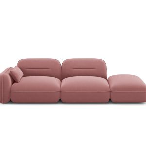 Cosmopolitan Design Rechte modulaire bank Sydney 3-zits, flueel, zalm Cosmopolitan Design Rechte modulaire bank Sydney 3-zits, flueel, zalm