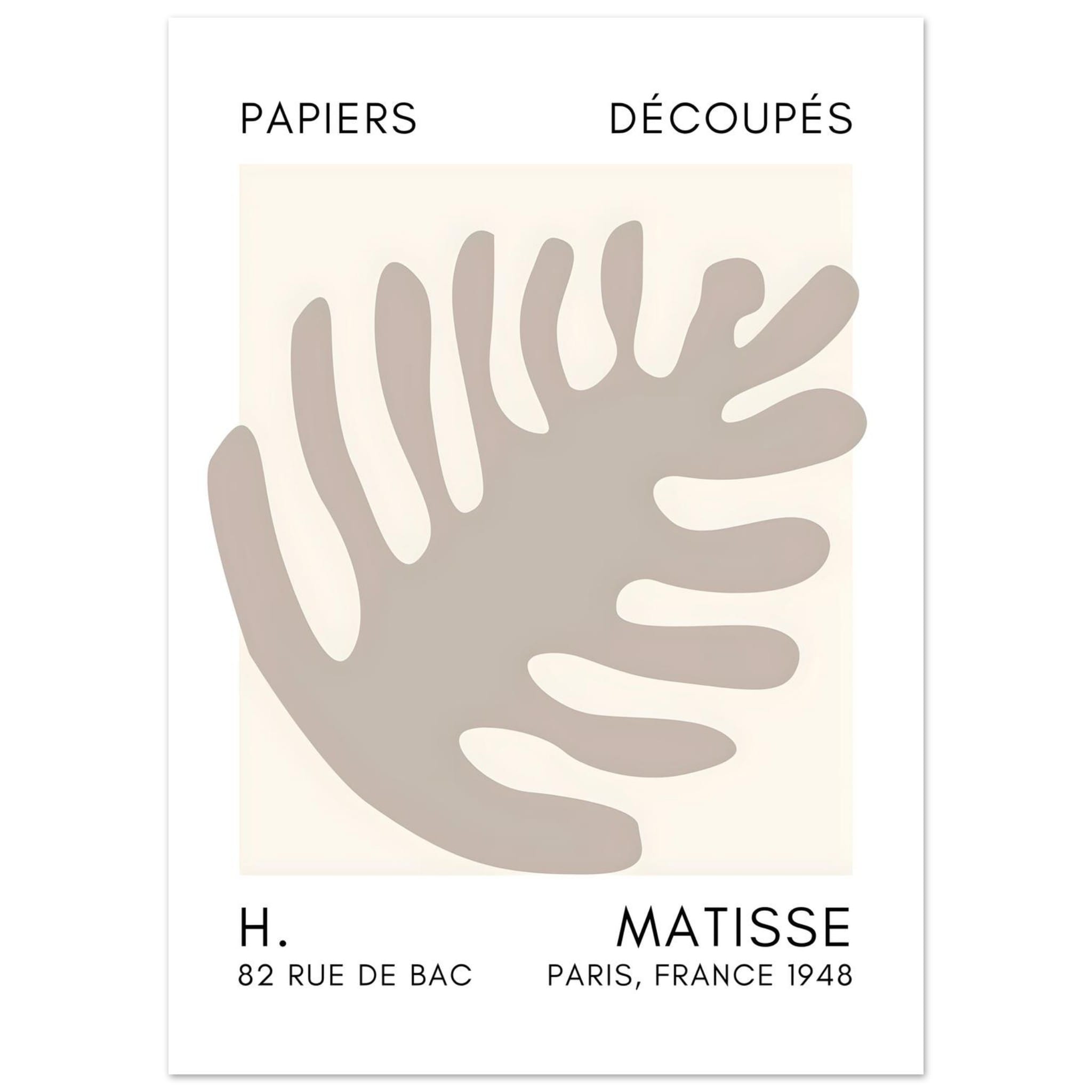 Artfulprints Poster Matisse – Coral bloom grey - 50x70 cm - Grijs
