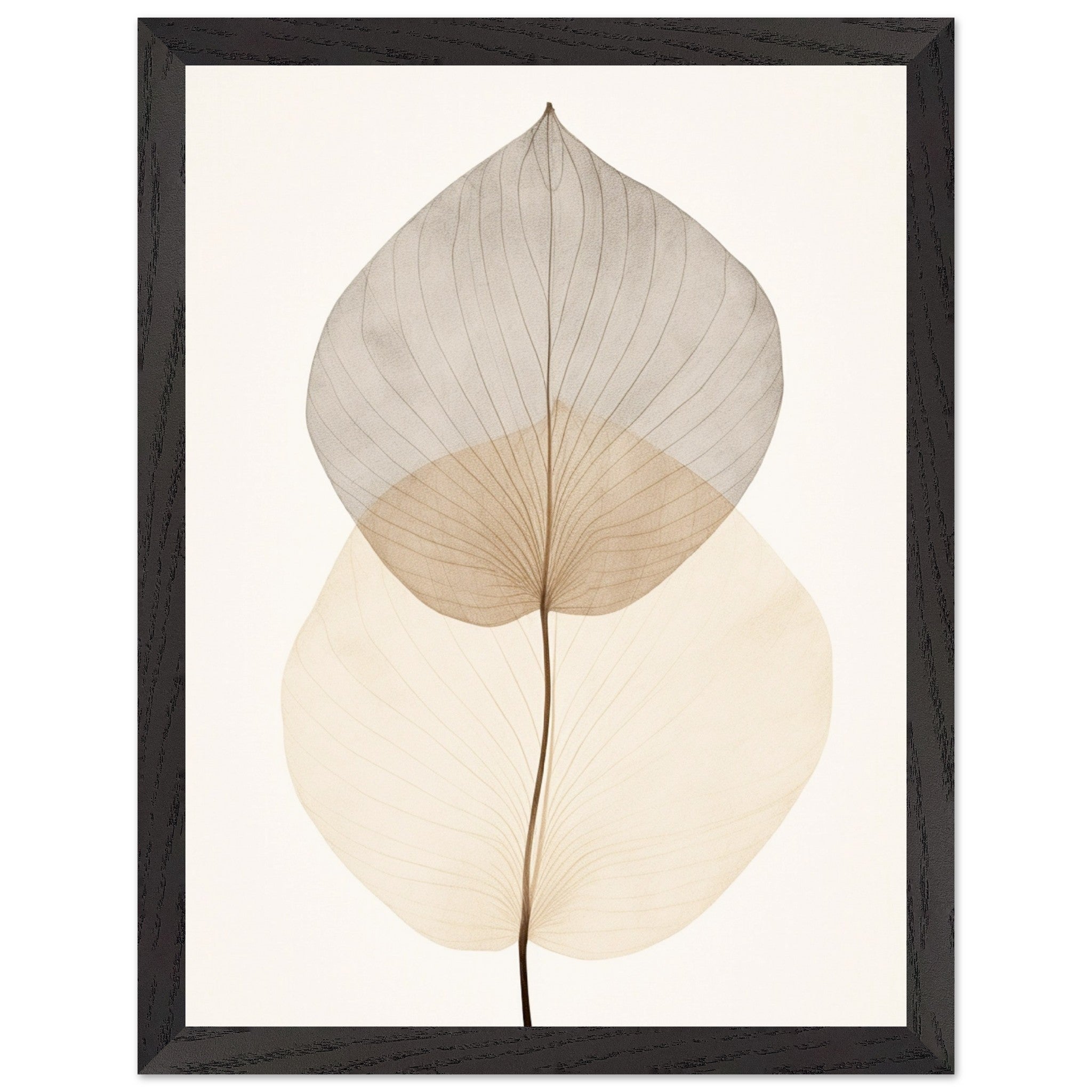 Artfulprints Poster met Lijst Japandi leaf - 30x40 cm - Taupe