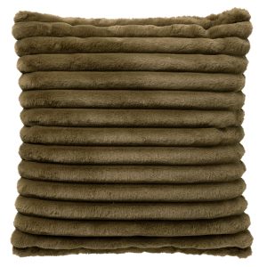 HAZEL – kussenhoes 50×50 cm – effen gestreept imitatiebont – Military HAZEL – kussenhoes 50×50 cm – effen gestreept imitatiebont – Military