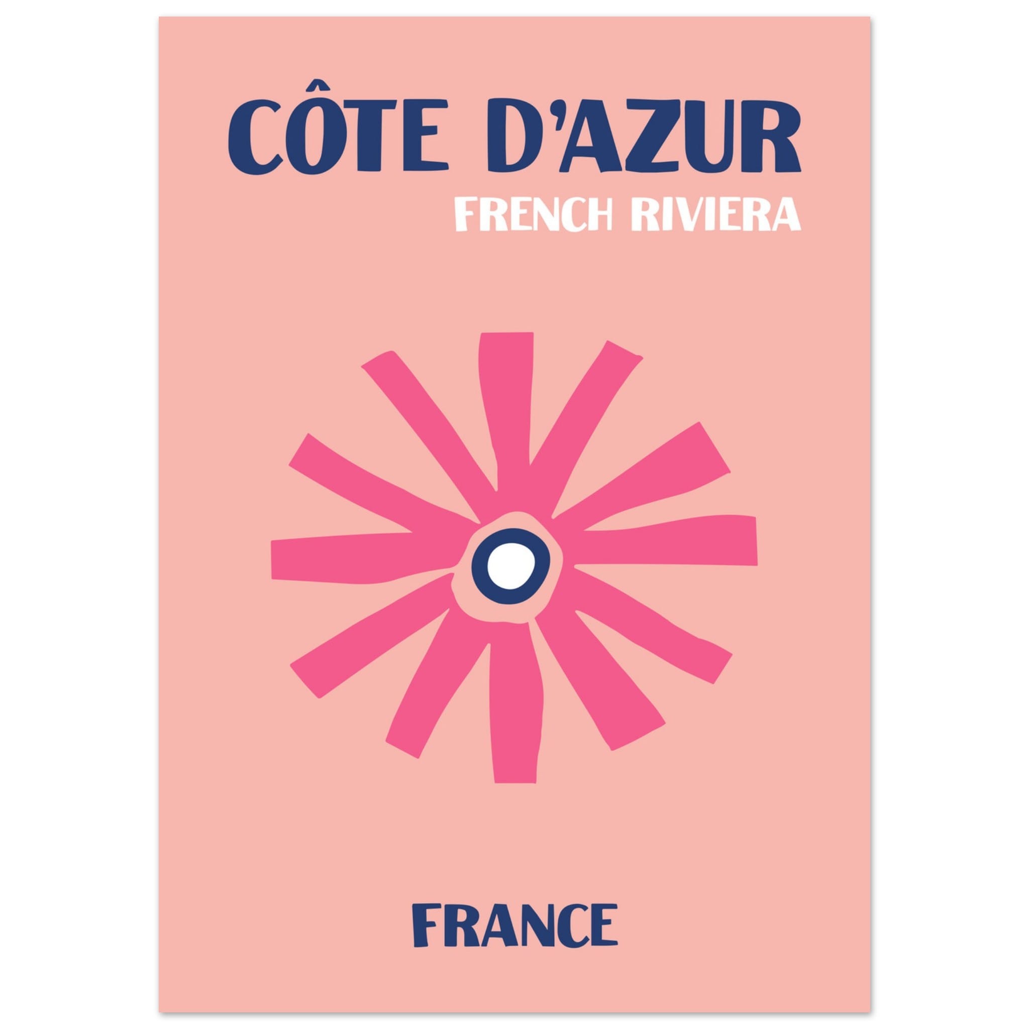 Artfulprints Poster Frankrijk - Cote d'Azur - 50x70 cm - Roze