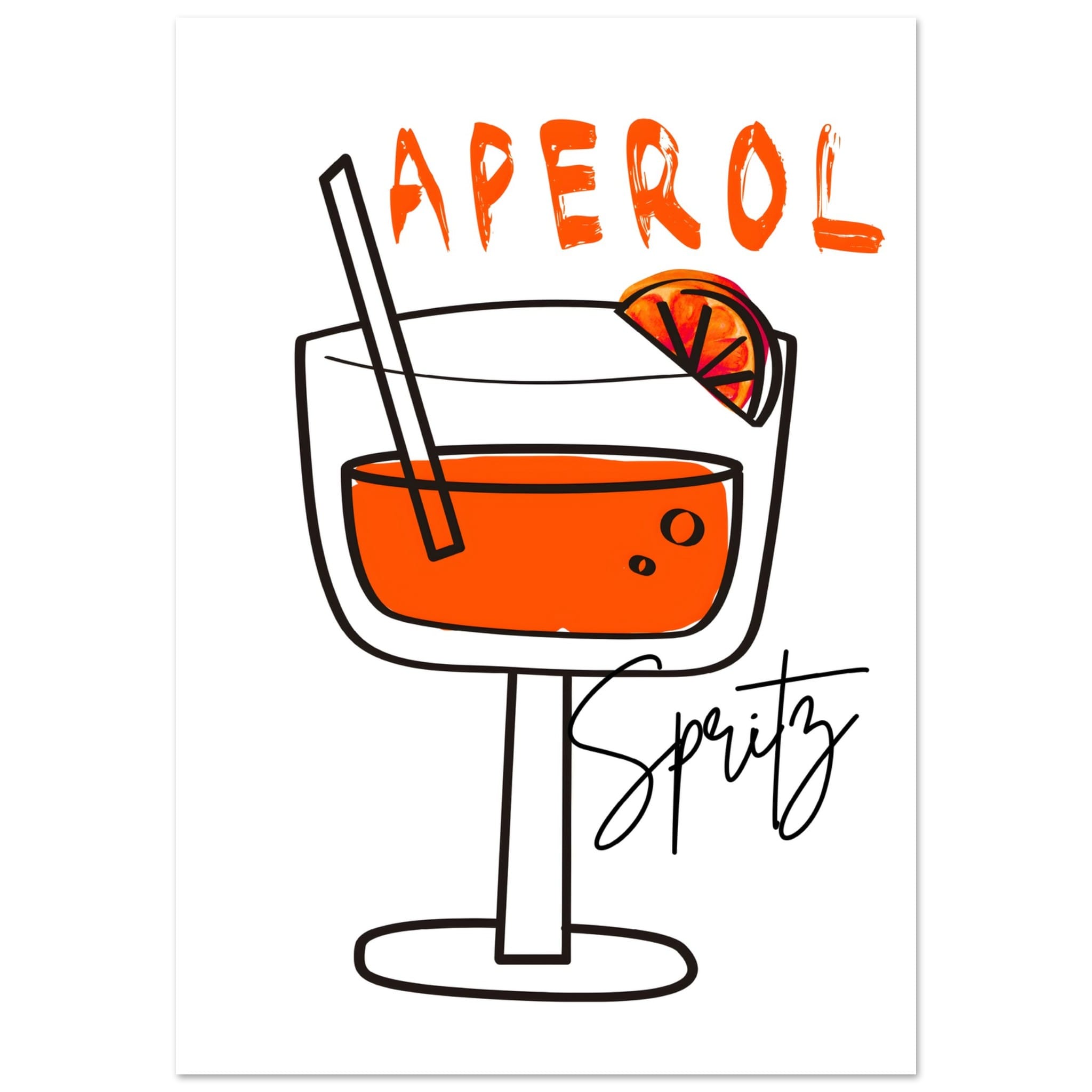 Artfulprints Poster Aperol Spritz - Minimalistic - 70x100 cm - Oranje