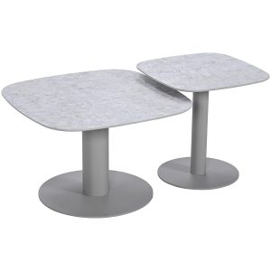 Bosco set van 2 loungetafels – taupe – Fibrestone/aluminium Bosco set van 2 loungetafels – taupe – Fibrestone/aluminium