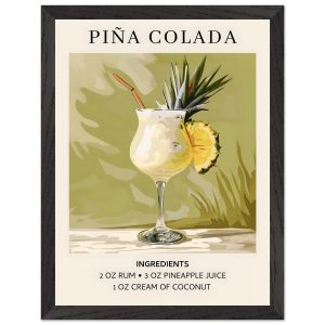 Artfulprints Poster met Lijst Piña Colada cocktail – Ingrediënten – 30 Artfulprints Poster met Lijst Piña Colada cocktail – Ingrediënten – 30