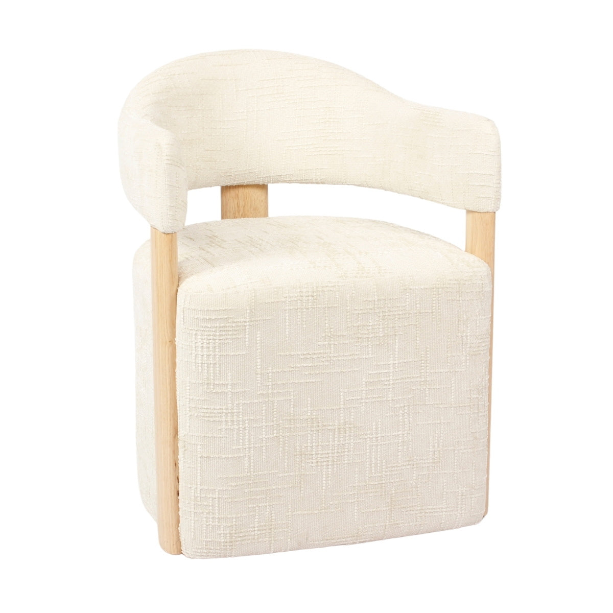 DÉJA Living Eetkamerstoel Niva - Beige/Naturel Stof - Met Wielen - Set