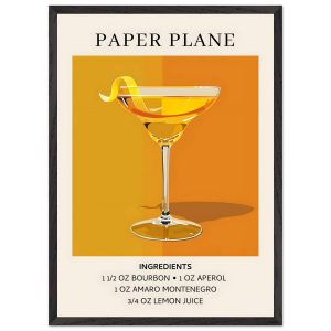 Artfulprints Poster met Lijst Paper Plane cocktail – Ingredients – 50x Artfulprints Poster met Lijst Paper Plane cocktail – Ingredients – 50x