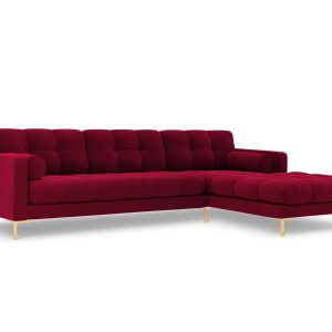 Cosmopolitan Design rechter hoekbank Bali 5-zits, flueel, rood – 185×2
