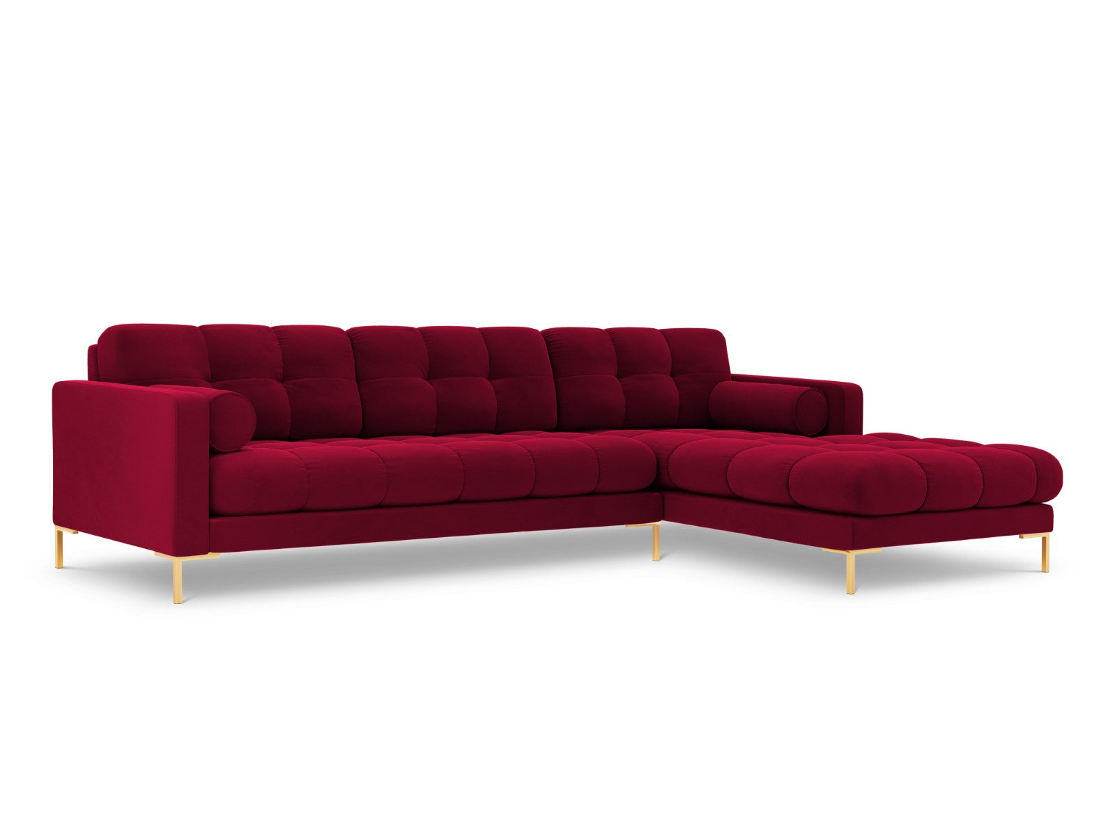 Cosmopolitan Design rechter hoekbank Bali 5-zits, flueel, rood - 185x2