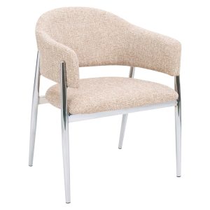 DÉJA Living Eetkamerstoel Dénia – Taupe/Chrome – Set van 2 DÉJA Living Eetkamerstoel Dénia – Taupe/Chrome – Set van 2