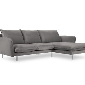 Cosmopolitan Design rechter hoekbank Vienna 5-zits, flueel, lichtgrijs Cosmopolitan Design rechter hoekbank Vienna 5-zits, flueel, lichtgrijs