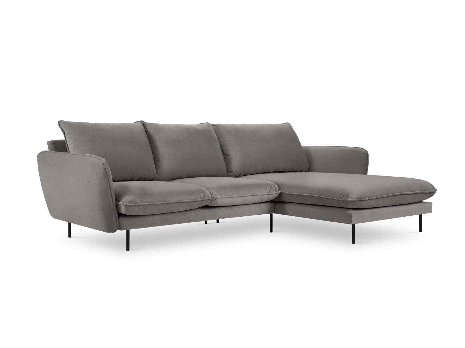 Cosmopolitan Design rechter hoekbank Vienna 5-zits, flueel, lichtgrijs