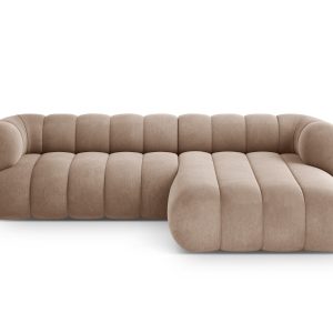 Cosmopolitan Design rechter hoekbank Koge 5-zits, flueel donkerbeige – Cosmopolitan Design rechter hoekbank Koge 5-zits, flueel donkerbeige –