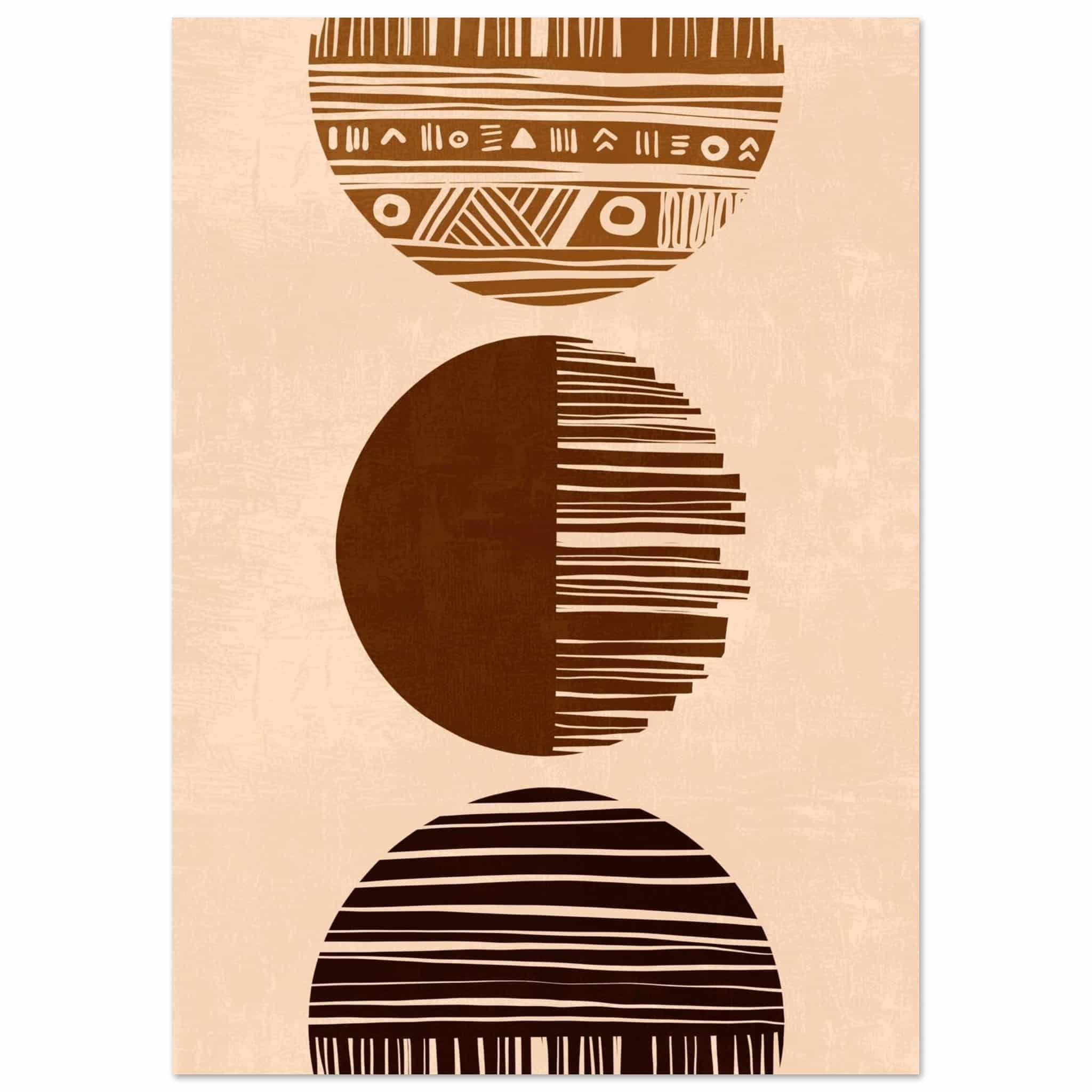 Artfulprints Poster Boho – Sun phases - A4 21x29.7 cm - Bruin
