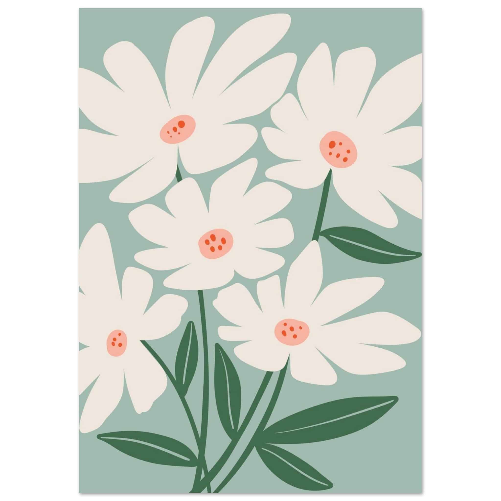 Artfulprints Poster Boho – Joyful petals - A4 21x29.7 cm - Wit