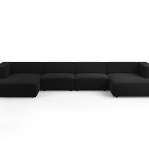 Cosmopolitan Design Panoramische bank Arendal 6-zits, flueel, zwart – Cosmopolitan Design Panoramische bank Arendal 6-zits, flueel, zwart –