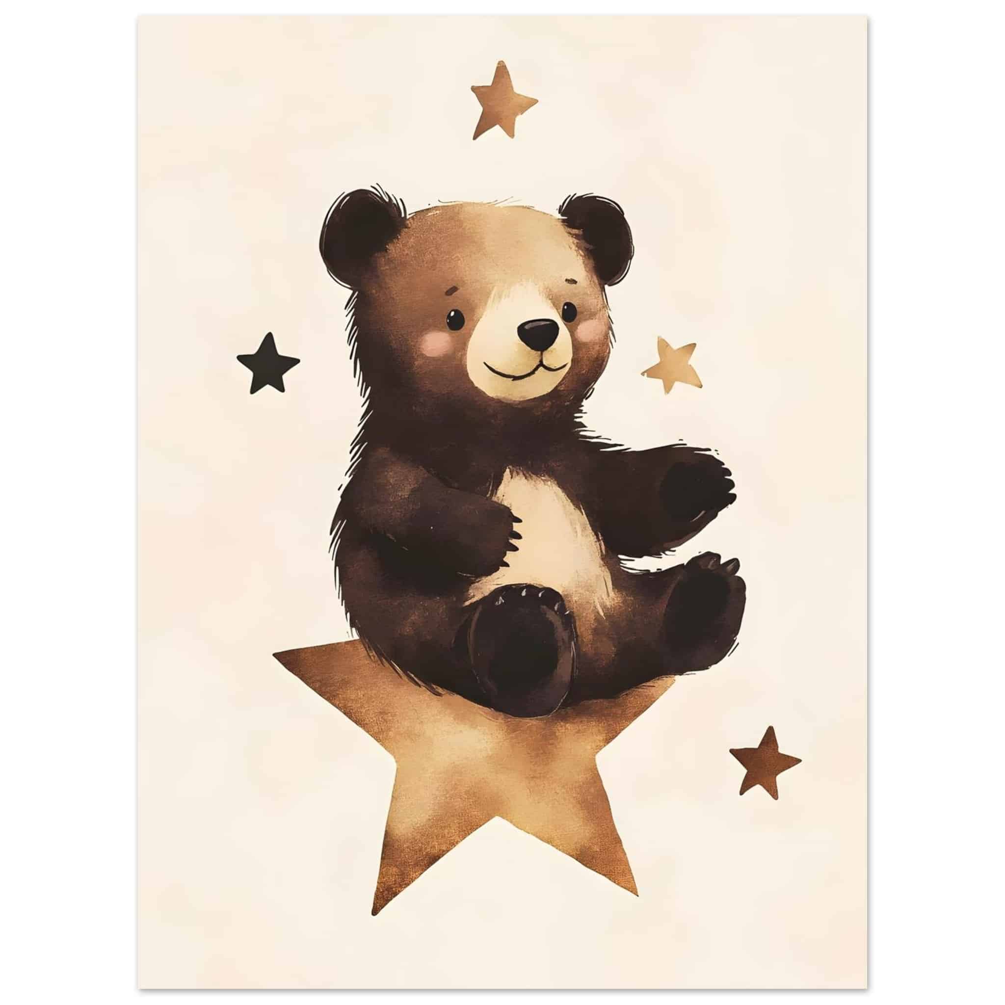 Artfulprints Poster Dromende beer - 30x40 cm - Bruin