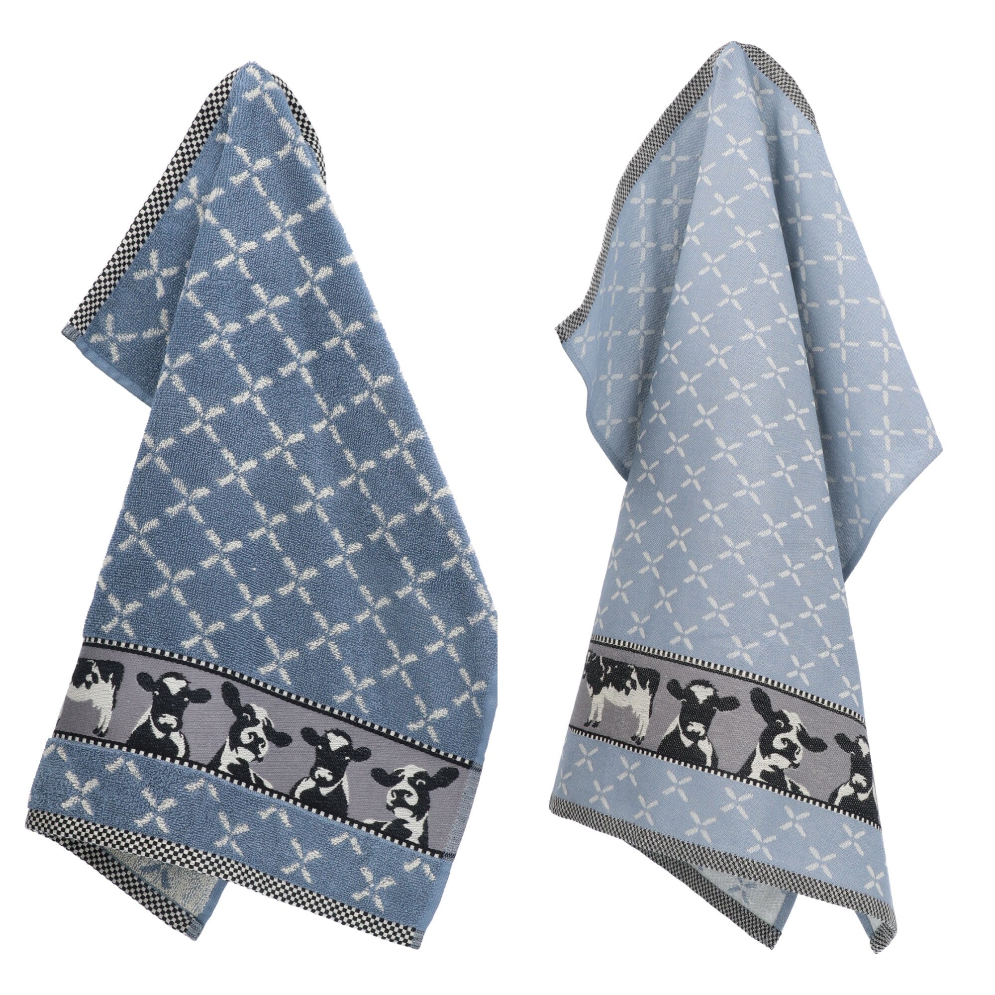 Luxe Keukendoek en Theedoek Koe Grijs Blauw - Bunzlau Castle - 100% bi