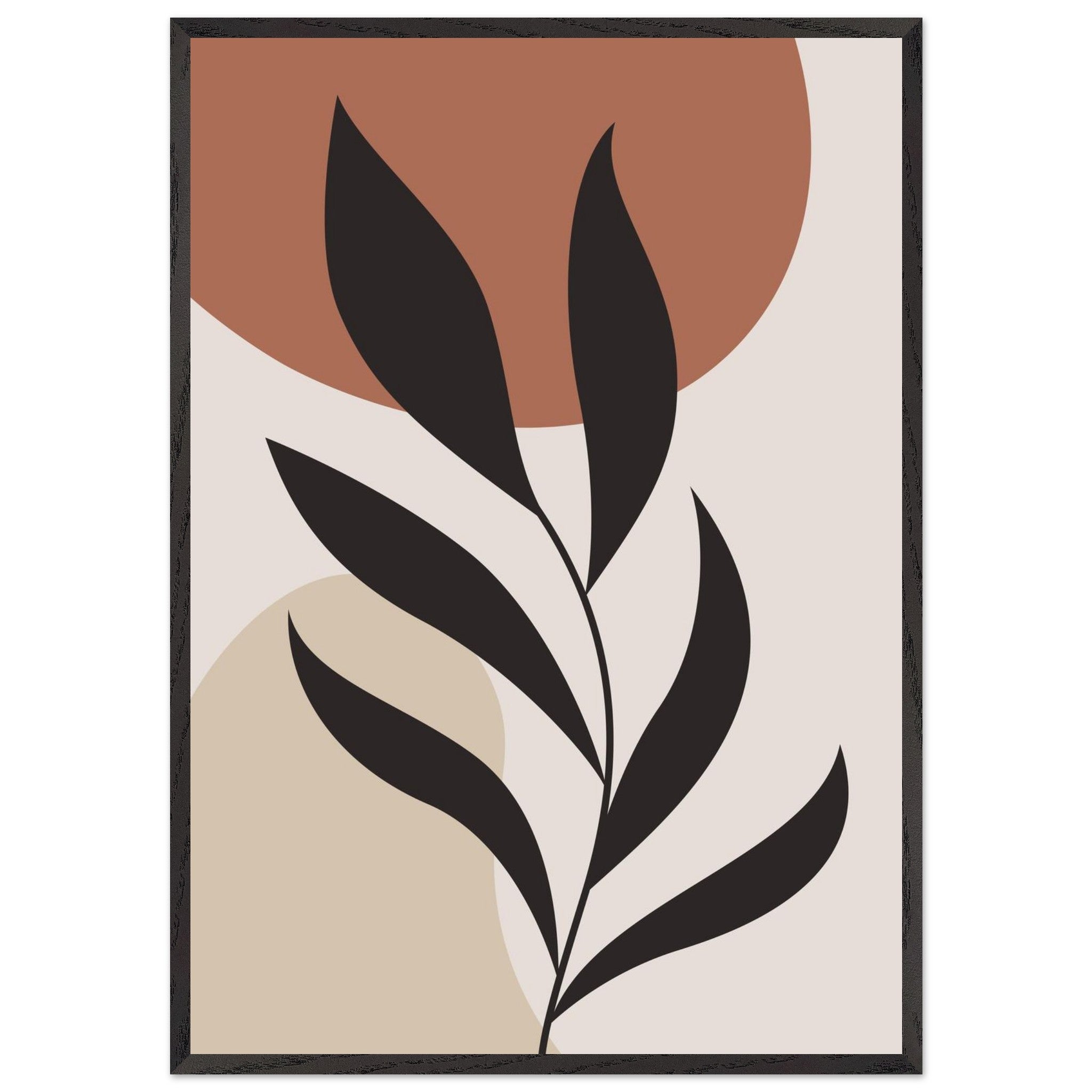 Artfulprints Poster met Lijst Boho - Abstract leaf - 70x100 cm - Terra