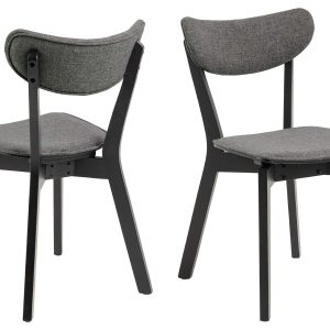 BRAM Eetkamerstoel Hamar – Set van 2 – Grijs met Zwart Frame BRAM Eetkamerstoel Hamar – Set van 2 – Grijs met Zwart Frame