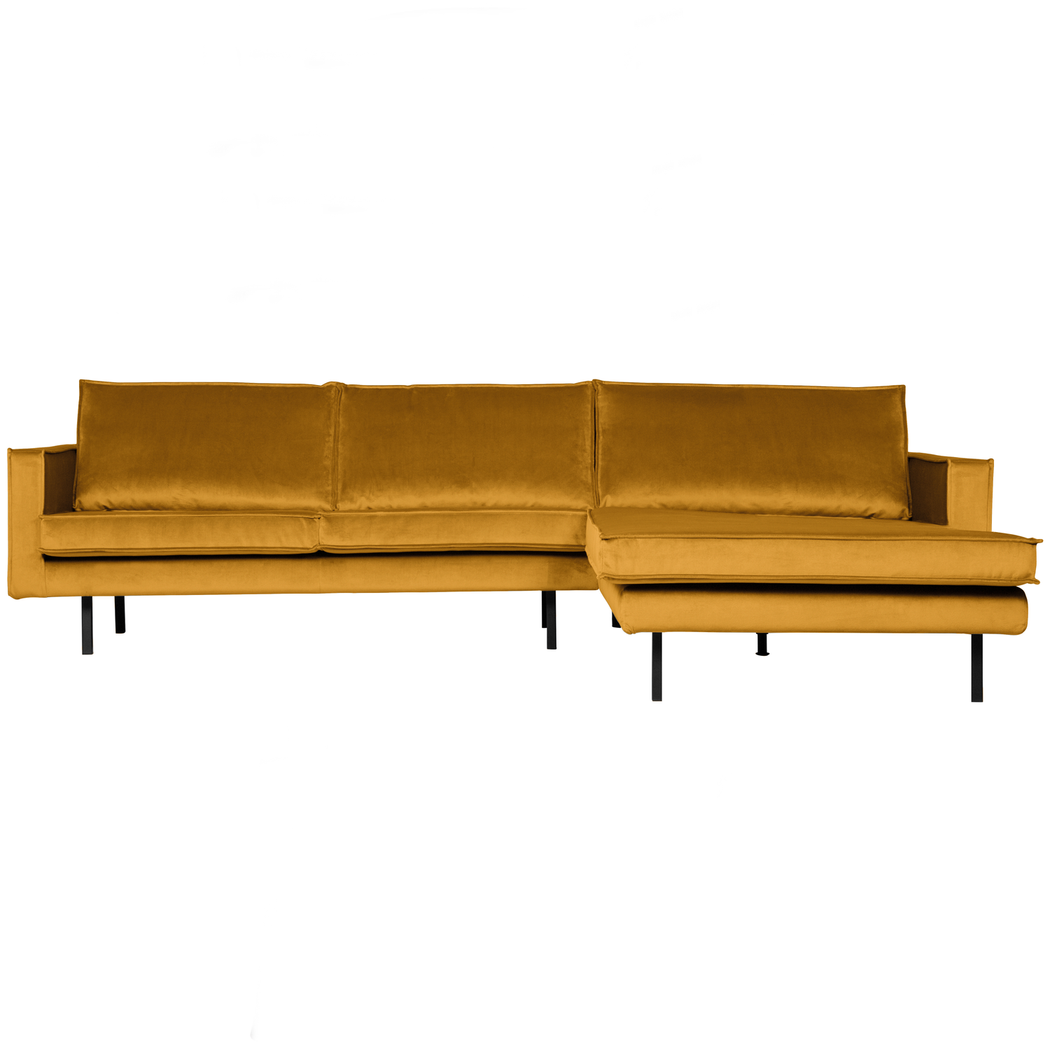 WOOOD chaise longue rechts Rodeo - Velvet - Oker - 85x300x86/155