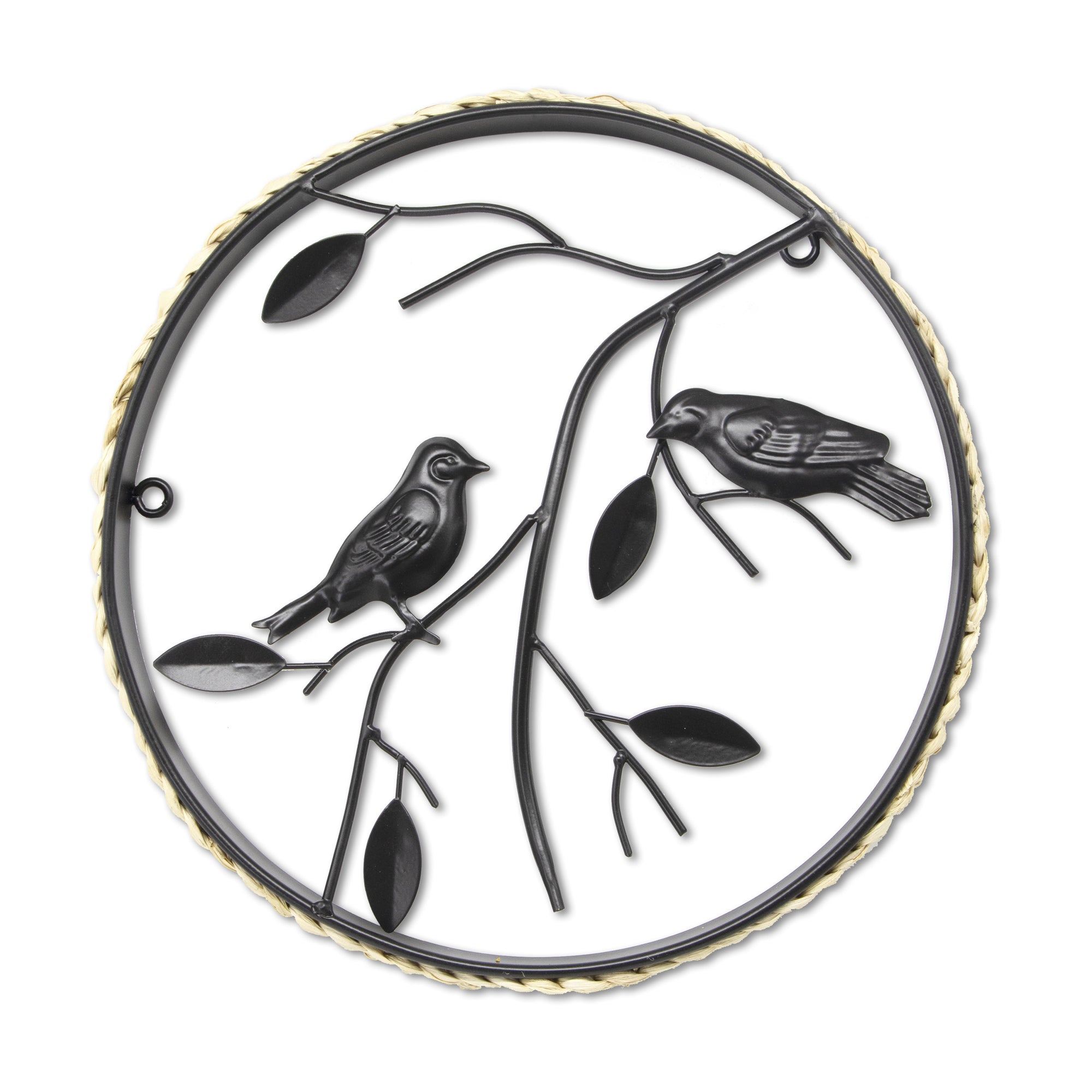 Art for the Home Metal Art - Vogels op Tak - Rond Zwart - diameter 30c
