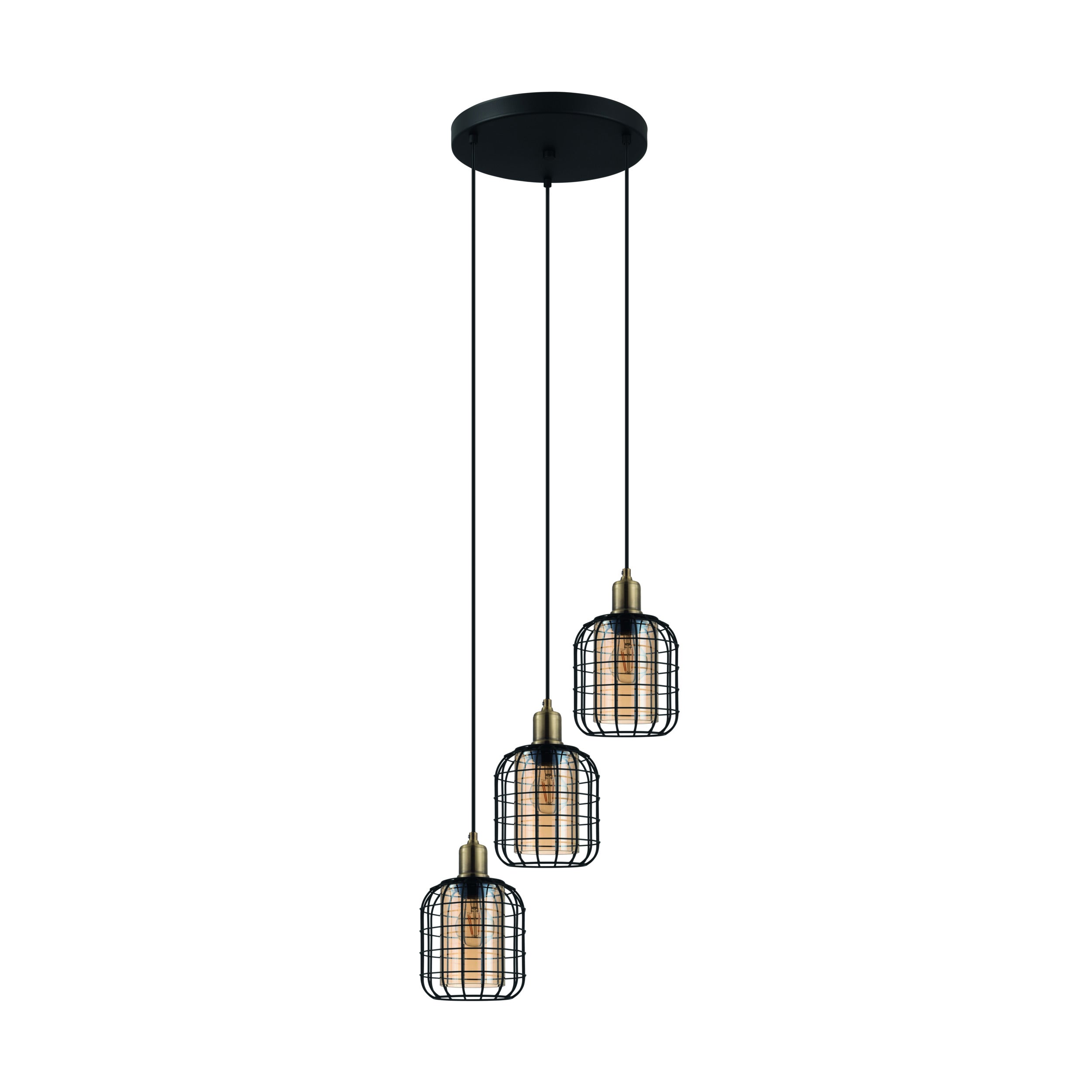 EGLO hanglamp Chisle - e27 - ø 42,5 cm - glas - zwart/amber