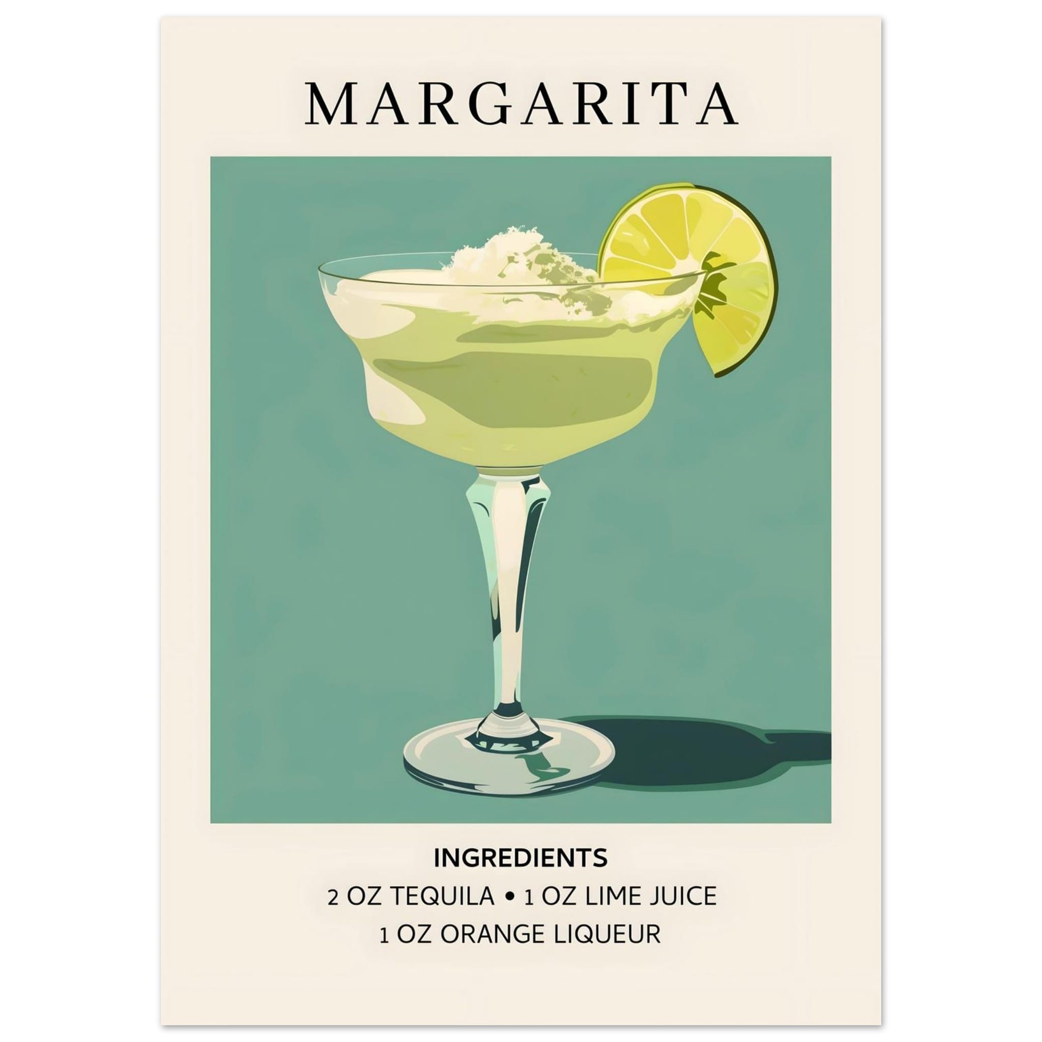 Artfulprints Poster Margarita cocktail - Ingrediënten - 50x70 cm - Gro