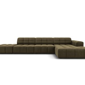 Cosmopolitan Design rechter hoekbank Chicago 5-zits, flueel groente – Cosmopolitan Design rechter hoekbank Chicago 5-zits, flueel groente –