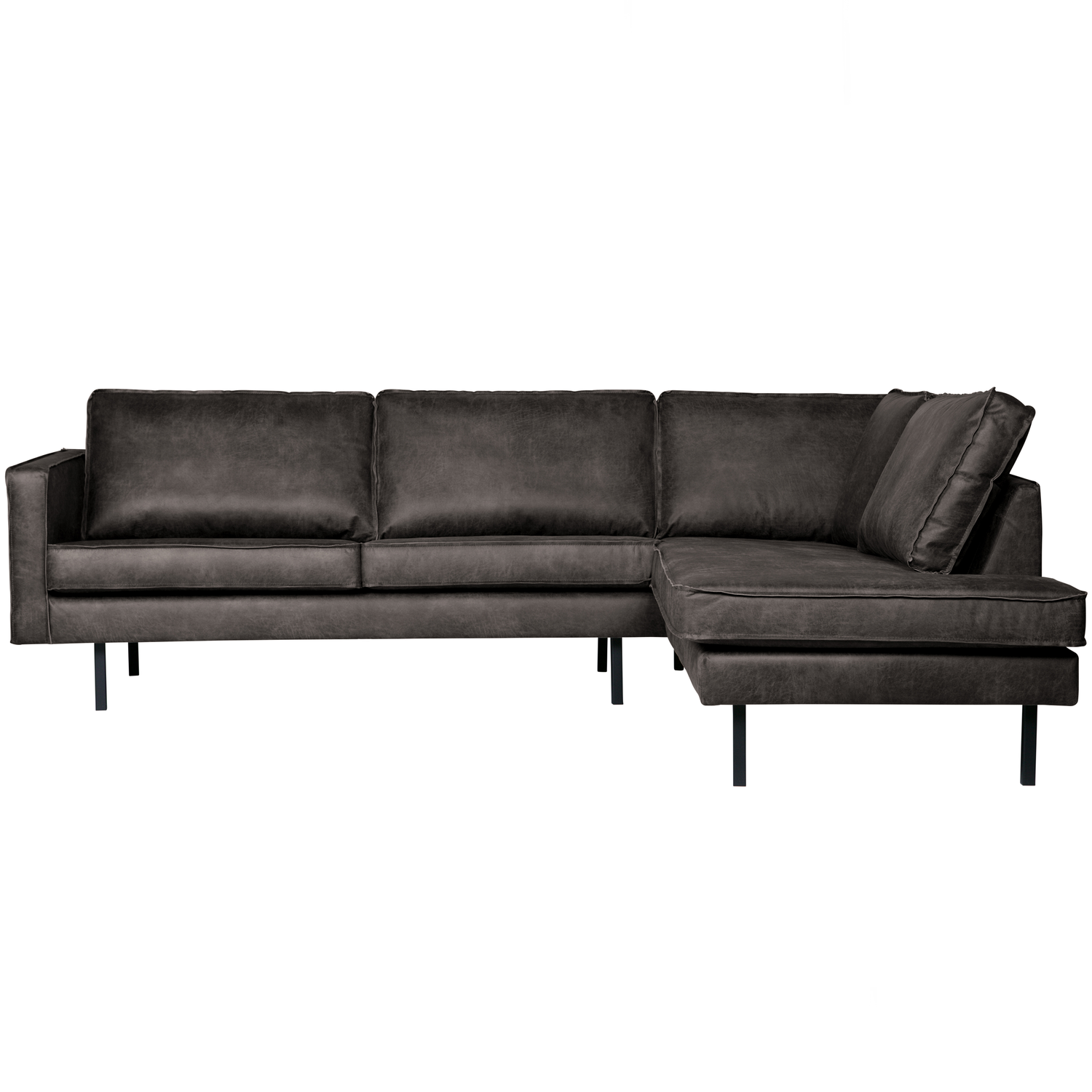 WOOOD hoekbank rechts Rodeo - Eco-leder - Zwart - 85x266x86/213