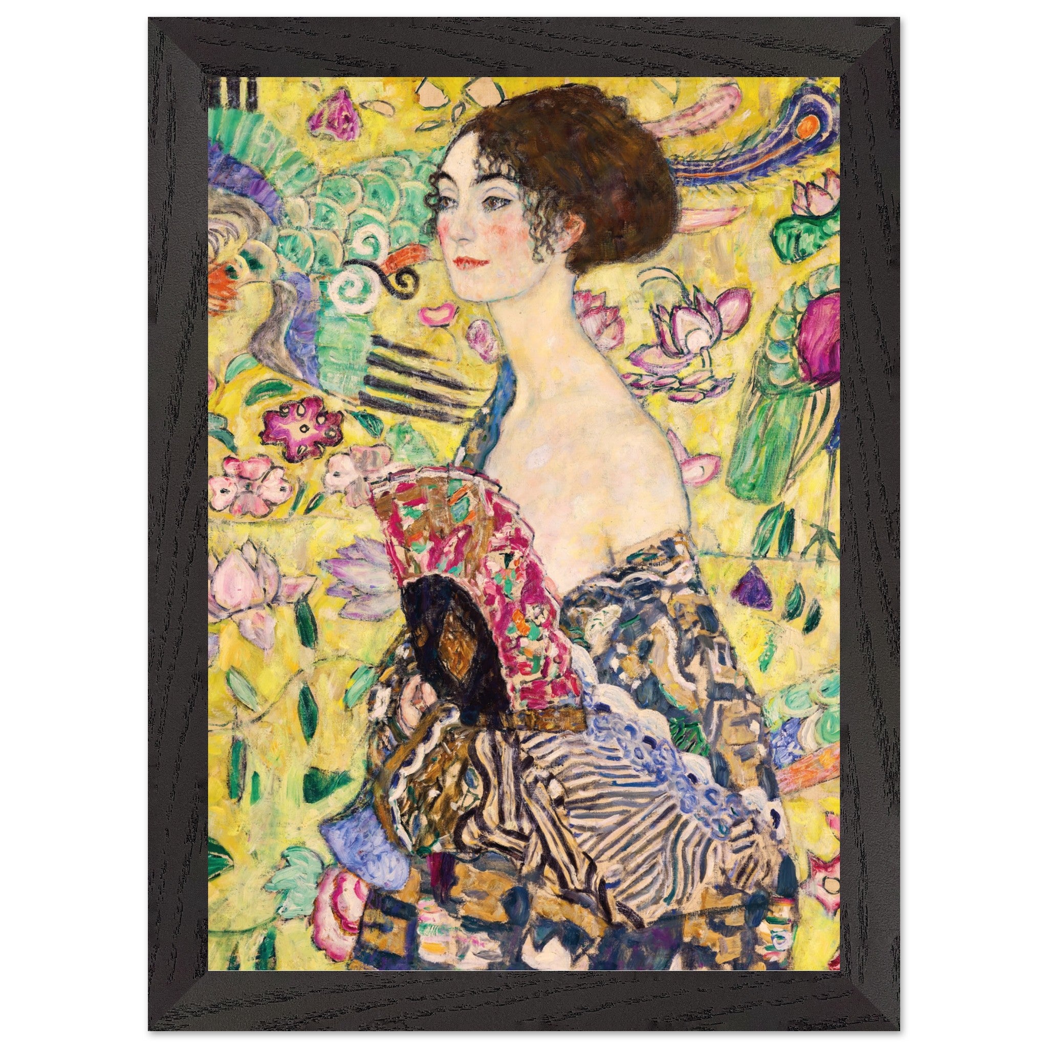 Artfulprints Poster met Lijst Gustav Klimt - Lady with a fan - A4 21x2