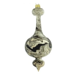 Dagmara kerstdecoratie – kroonluchtervorm – glas – met een matte marme Dagmara kerstdecoratie – kroonluchtervorm – glas – met een matte marme