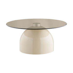 Artichok Raiza metalen salontafel beige met glazen blad – Ø70 Artichok Raiza metalen salontafel beige met glazen blad – Ø70