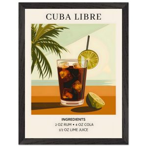 Artfulprints Poster met Lijst Cuba Libre cocktail – Ingrediënten – 30x Artfulprints Poster met Lijst Cuba Libre cocktail – Ingrediënten – 30x