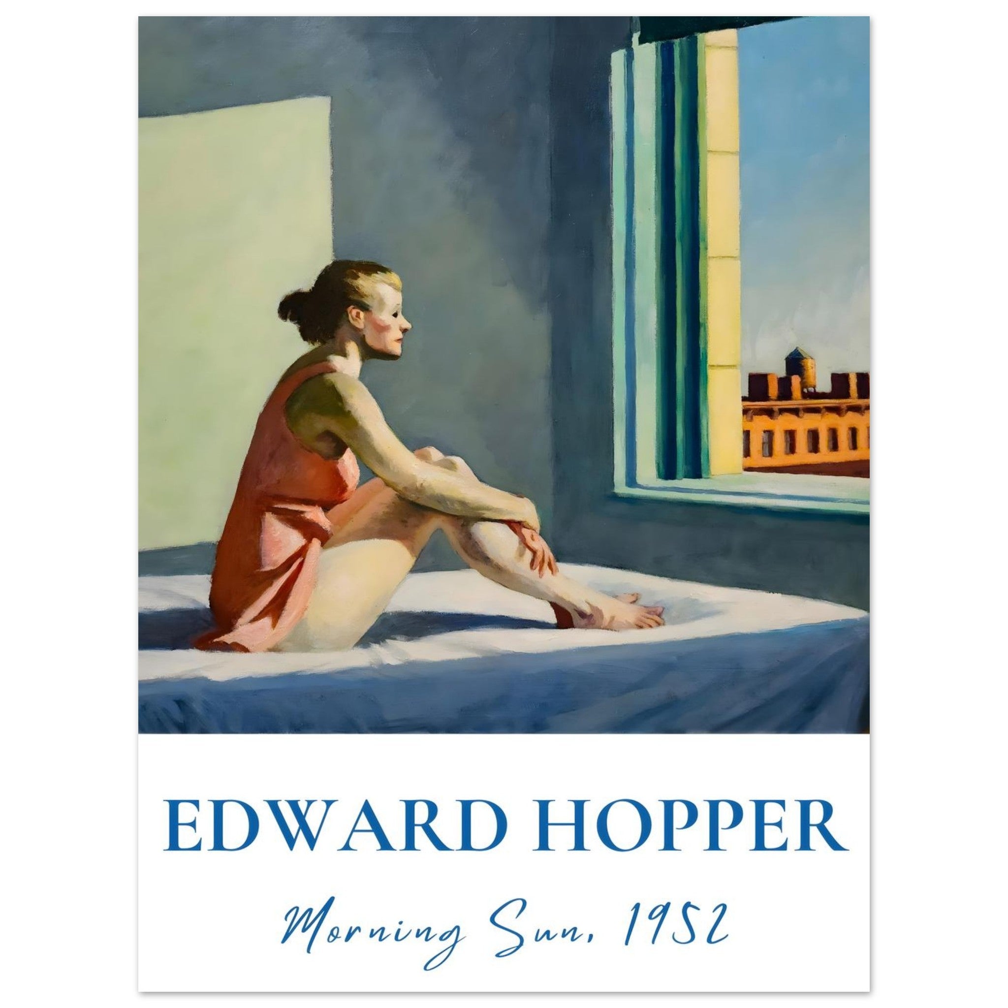 Artfulprints Poster Edward Hopper - Morning sun - 30x40 cm - Blauw