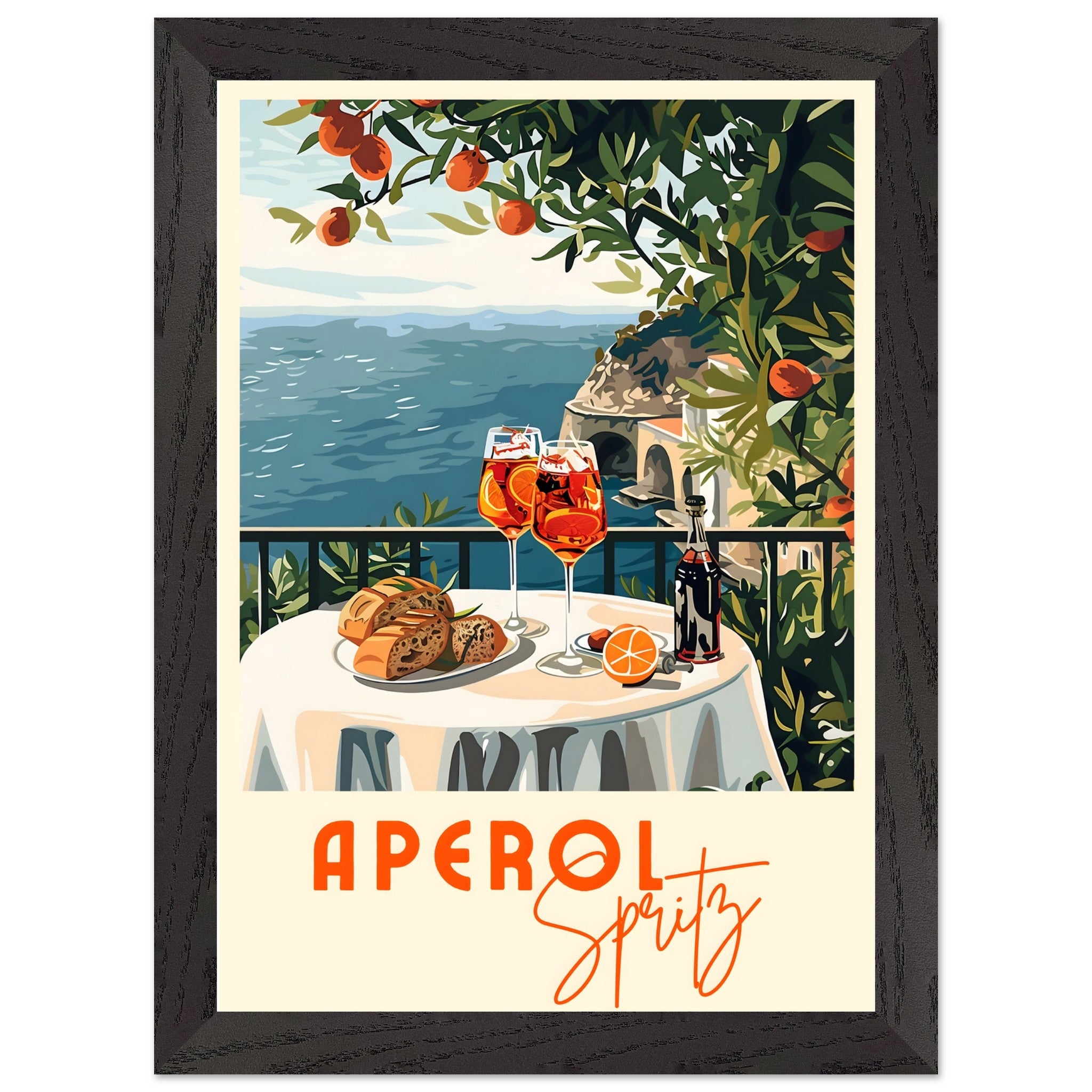 Artfulprints Poster met Lijst Aperol Spritz - Cocktail with a view - A