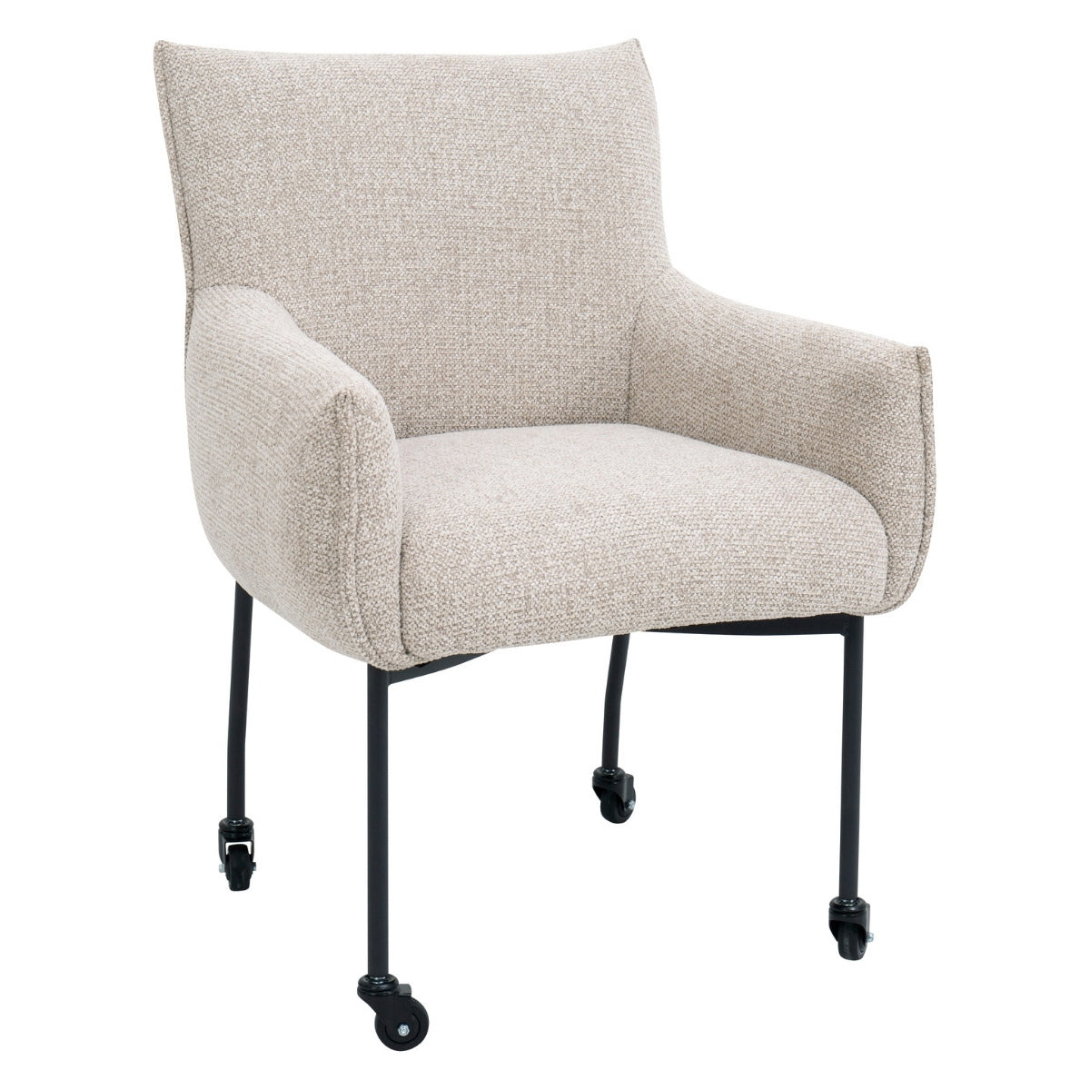 DÉJA Living Eetkamerstoel Arboga - Taupe/Zwart - Incl. Wielen - Set va