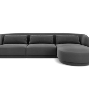 Cosmopolitan Design rechter hoekbank Tulum 4-zits, flueel, grijs – 156 Cosmopolitan Design rechter hoekbank Tulum 4-zits, flueel, grijs – 156