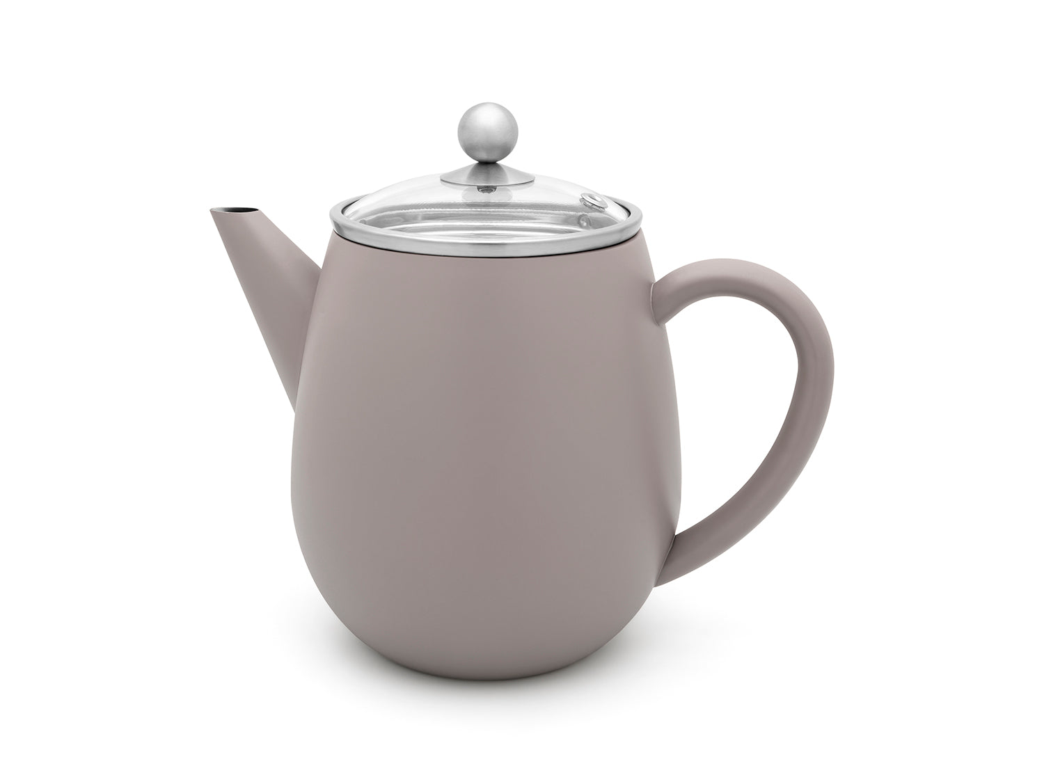 Bredemeijer - Dubbelwandige theepot Eva - 1,1 liter - Betongrijs - Met