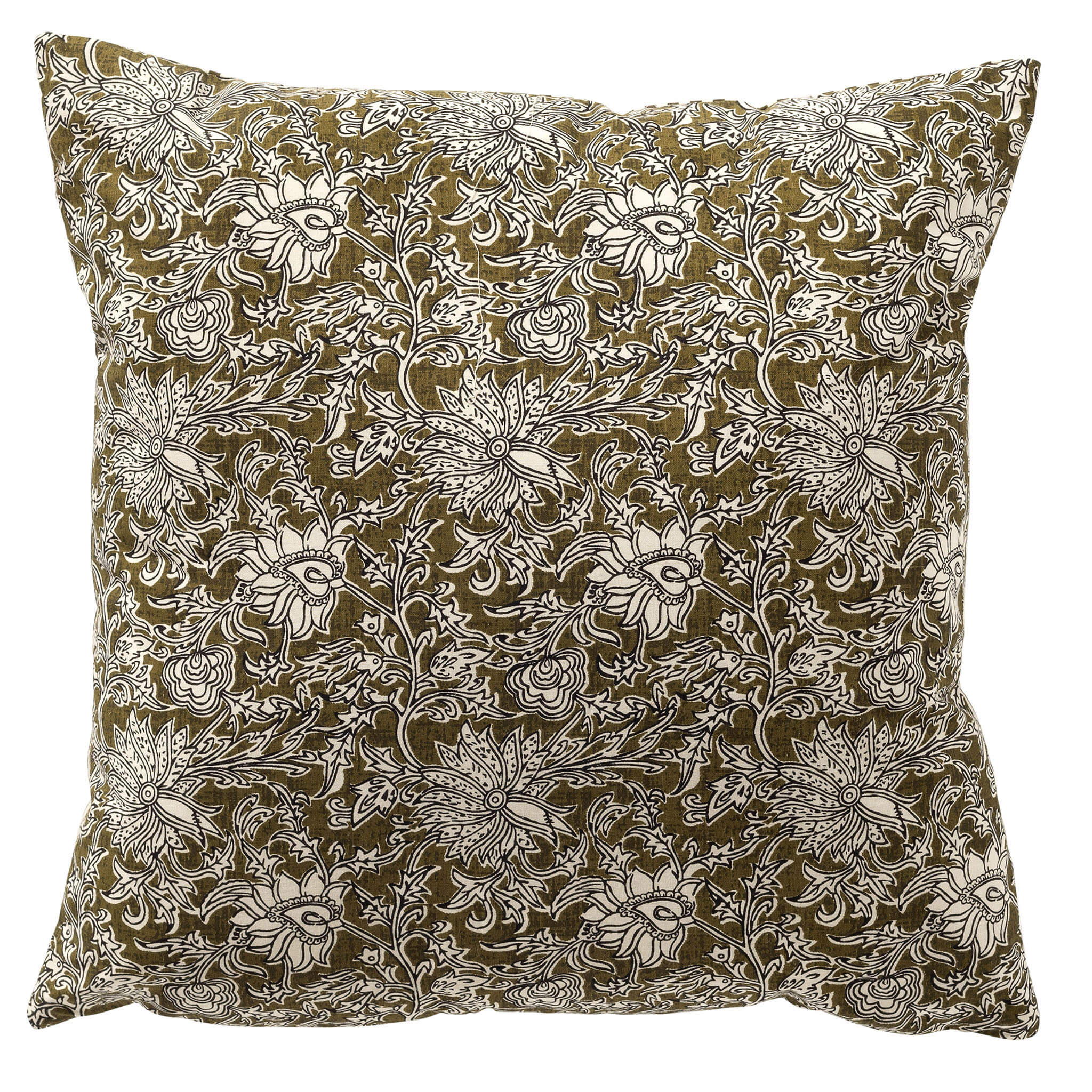 JOELLE - kussenhoes 45x45 cm - bloemenmotief - 100% katoen - Green Mos