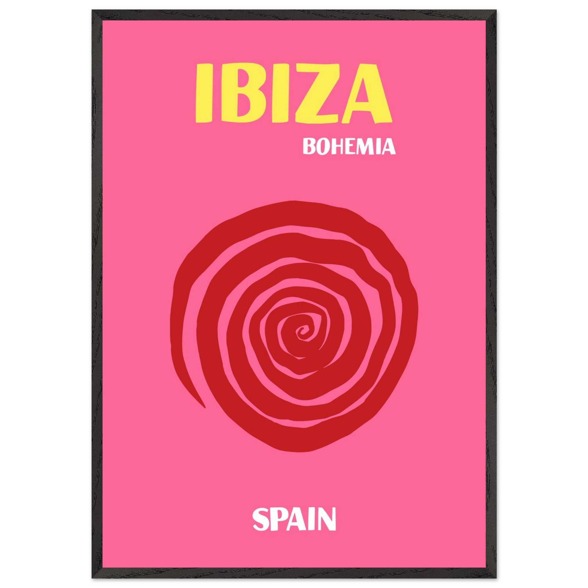 Artfulprints Poster met Lijst Spanje - Ibiza - 70x100 cm - Roze