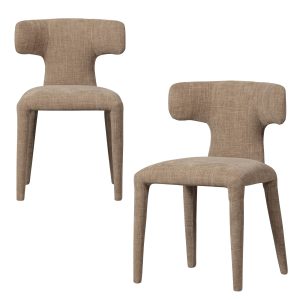WOOOD eetkamerstoelen Permit – Polyester – Zand – Set van 2