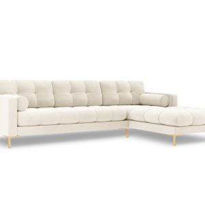Cosmopolitan Design rechter hoekbank Bali 5-zits, flueel, lichtbeige –