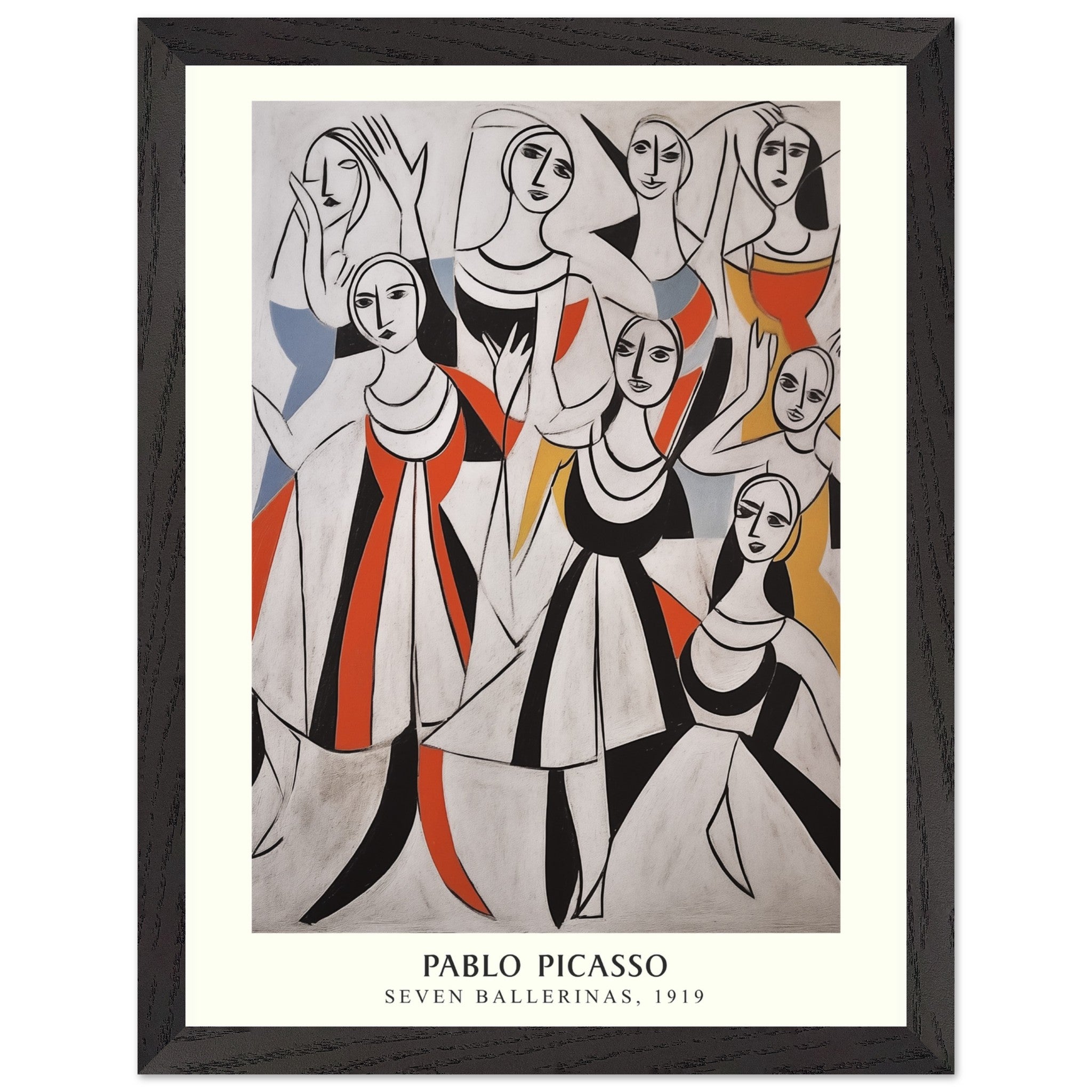 Artfulprints Poster met Lijst Pablo Picasso - Seven ballerinas - 30x40