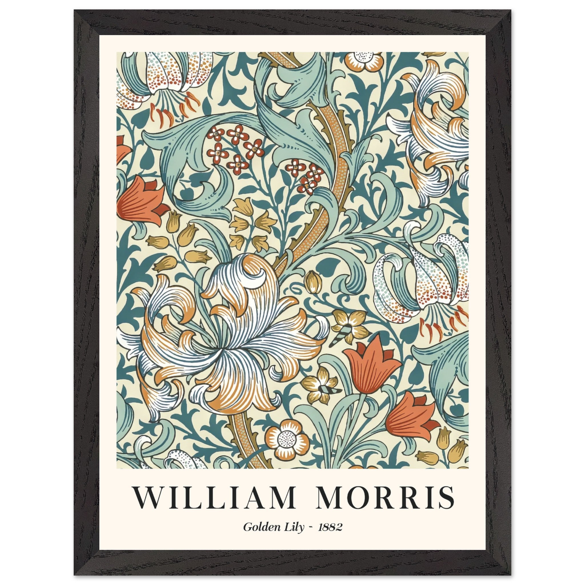 Artfulprints Poster met Lijst William Morris - Golden lilly II 1882 -